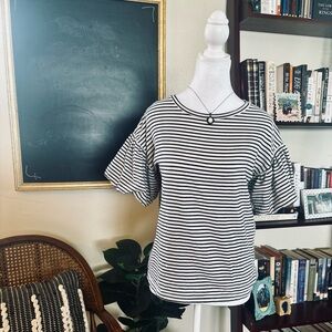 Striped Peplum Sleeve T-Shirt